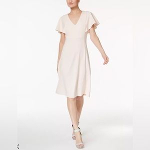 CALVIN KLEIN Petite Flutter-Sleeve A-Line Pale Pink Dress